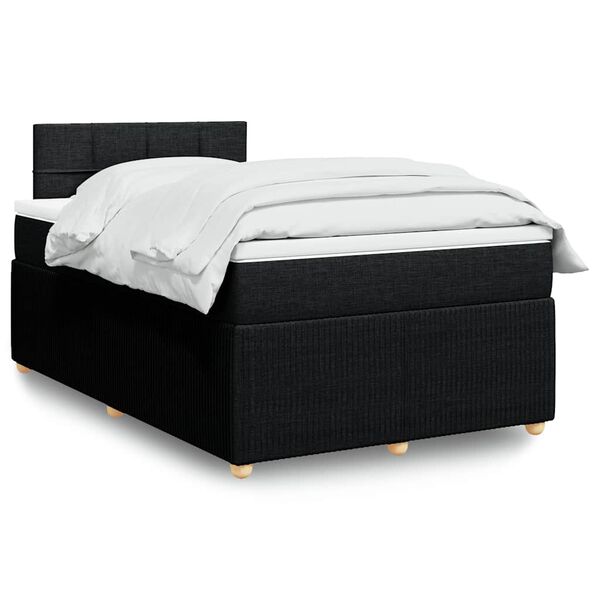 vidaXL Cama box spring con colch&oacute;n tela negro 120x200 cm