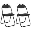 vidaXL Silla Plegable 2 uds. Cuero sint&eacute;tico Negro 48 x 43,5 x 81 cm