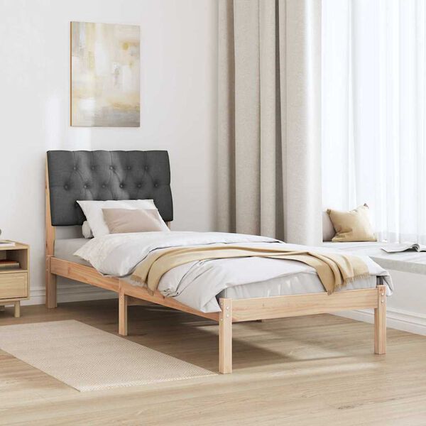 vidaXL Estructura de Cama con Cabecera Tapizada Marrón 75 x 190 cm