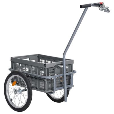 vidaXL Remolque de bicicleta con caja plegable 50 L gris 150 kg