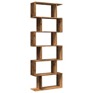 vidaXL Librer&iacute;a divisora 6 niveles madera envejecida 70x24x193 cm
