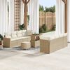 vidaXL Conjunto de sof&aacute; de jard&iacute;n 11 pcs Beige rat&aacute;n sint&eacute;tico