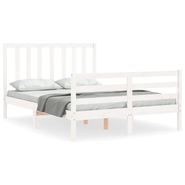vidaXL Estructura de cama sin colchón madera de pino blanca 140x190 cm