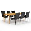 vidaXL Juego de comedor para jard&iacute;n de 7 piezas negro