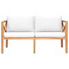 vidaXL Banco de jard&iacute;n y cojines color crema madera maciza teca