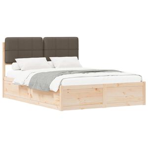 vidaXL Estructura de Cama con Cabecera Tapizada Taup&eacute; 150 x 200 cm