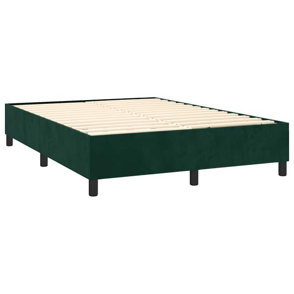 vidaXL Cama box spring con colch&oacute;n terciopelo verde oscuro 140x190 cm