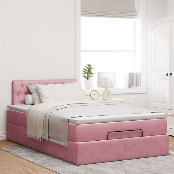vidaXL Estructura de cama otomana colch&oacute;n terciopelo rosa 120x200cm
