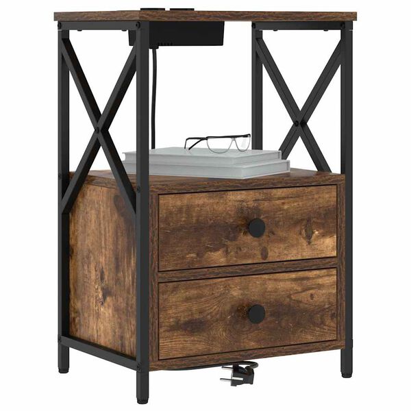 vidaXL Armario de Noche con caj&oacute;n Roble ahumado 40 x 31 x 60 cm