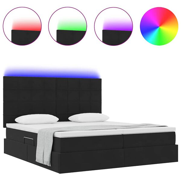 vidaXL Cama con tira de luces LED Negro 180 x 200 cm Terciopelo