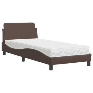 vidaXL Cama con colch&oacute;n Dover cuero sint&eacute;tico marr&oacute;n 90x190 cm