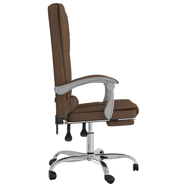vidaXL Silla de oficina reclinable con masaje de tela marr&oacute;n