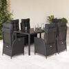 vidaXL Set de comedor de jard&iacute;n 7 pzas y cojines rat&aacute;n sint&eacute;tico negro