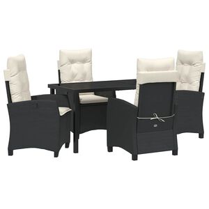 vidaXL Conjunto de Comedor de Jard&iacute;n 5 pcs Negro rat&aacute;n sint&eacute;tico