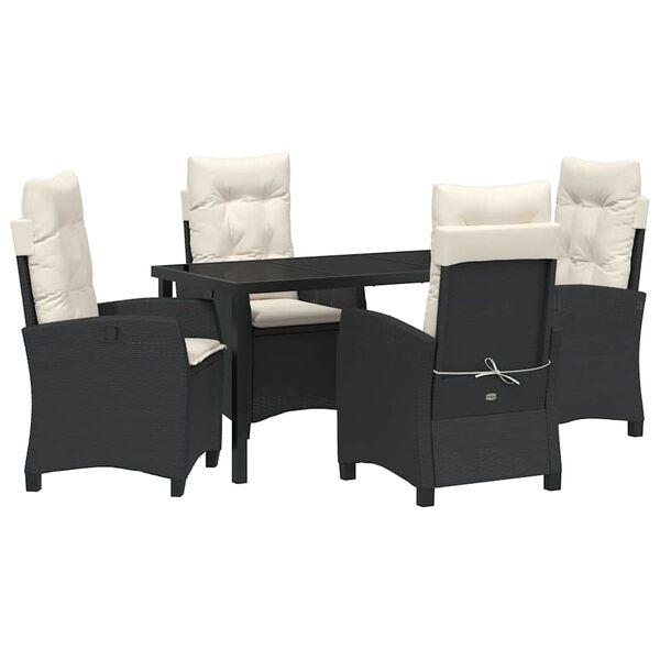 vidaXL Conjunto de Comedor de Jard&iacute;n 5 pcs Negro rat&aacute;n sint&eacute;tico