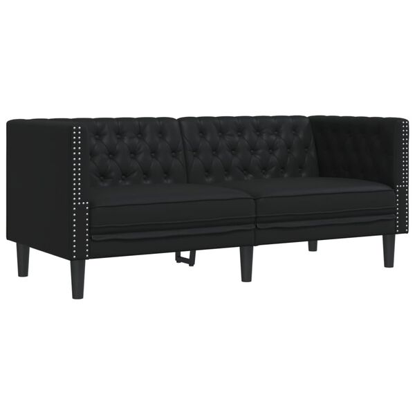 vidaXL Sof&aacute; Chesterfield de 2 plazas cuero artificial negro