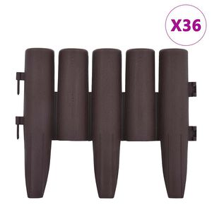 vidaXL Bordes de jard&iacute;n 36 unidades PP marr&oacute;n 10 m