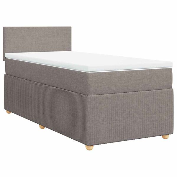 vidaXL Cama box spring con colch&oacute;n tela gris taupe 100x200 cm