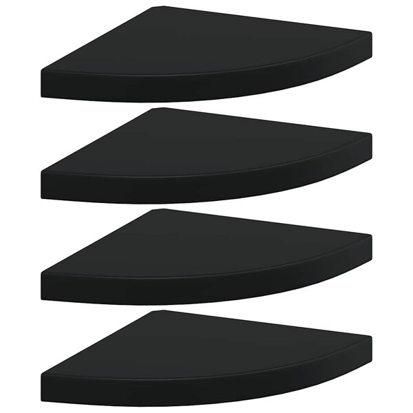 vidaXL Estantes flotantes de esquina 4 uds MDF negro 35x35x3,8 cm4