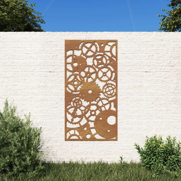 vidaXL Adorno de pared de jard&iacute;n acero corten rueda dentada 105x55 cm