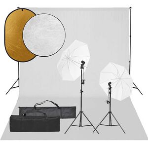 vidaXL Kit de estudio fotogr&aacute;fico con set de luces, fondo y reflector