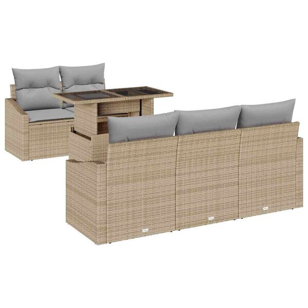 vidaXL Conjunto de sofá de jardín 6 pcs Beige ratán sintético