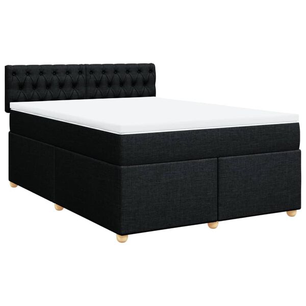 vidaXL Cama box spring con colch&oacute;n tela negro 140x200 cm