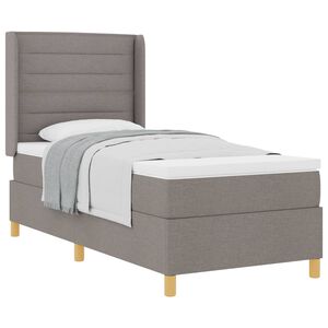 vidaXL Cama tipo Box Spring con colch&oacute;n Taup&eacute; 90 x 200 cm tela