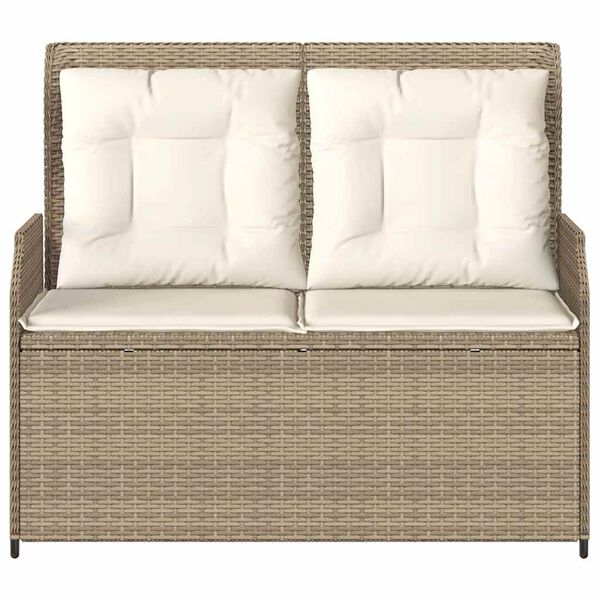 vidaXL Sill&oacute;n reclinable de jard&iacute;n con cojines rat&aacute;n sint&eacute;tico beige