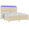 vidaXL Cama Box Spring LED con colch&oacute;n Crema 200 x 200 cm tela