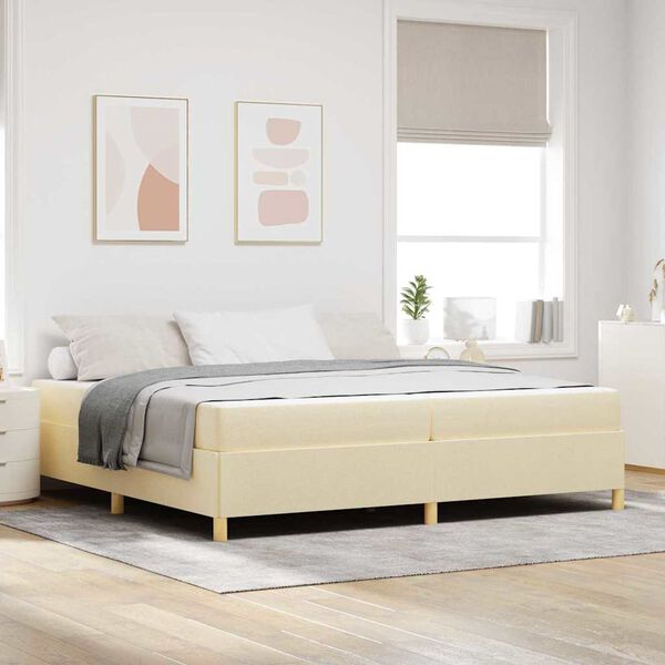 vidaXL Estructura de cama con colch&oacute;n Crema 200 x 200 cm tela