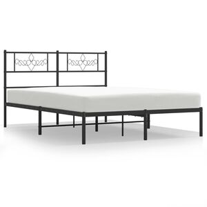 vidaXL Estructura cama sin colch&oacute;n con cabecero metal negro 120x200 cm