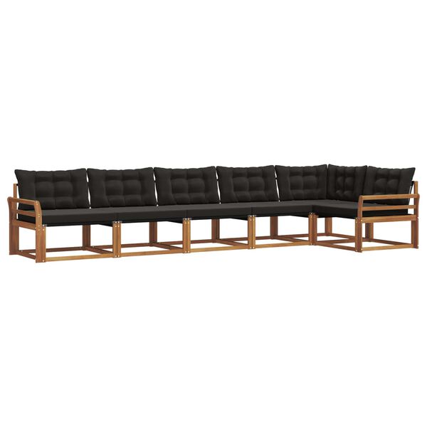 vidaXL Conjunto de sof&aacute;s de exterior con coj&iacute;n 6 pcs Natural y negro