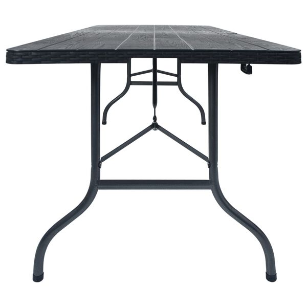 vidaXL Mesa de jardín plegable imitación ratán HDPE negro 180x75x72 cm