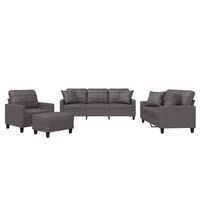 vidaXL Juego de sofás con cojines 4 piezas cuero sintético gris
