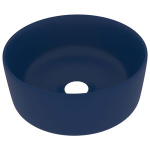 vidaXL Lavabo de lujo redondo cer&aacute;mica azul oscuro mate 40x15 cm