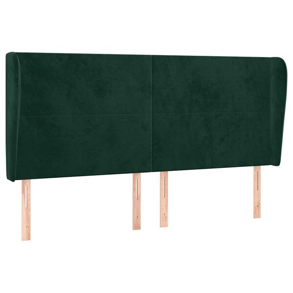 vidaXL Cabecero con orejas de terciopelo verde oscuro 163x23x118/128cm