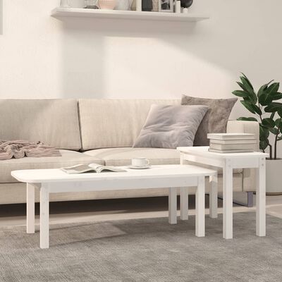 vidaXL Juego de mesas de centro 2 piezas madera maciza de pino blanco