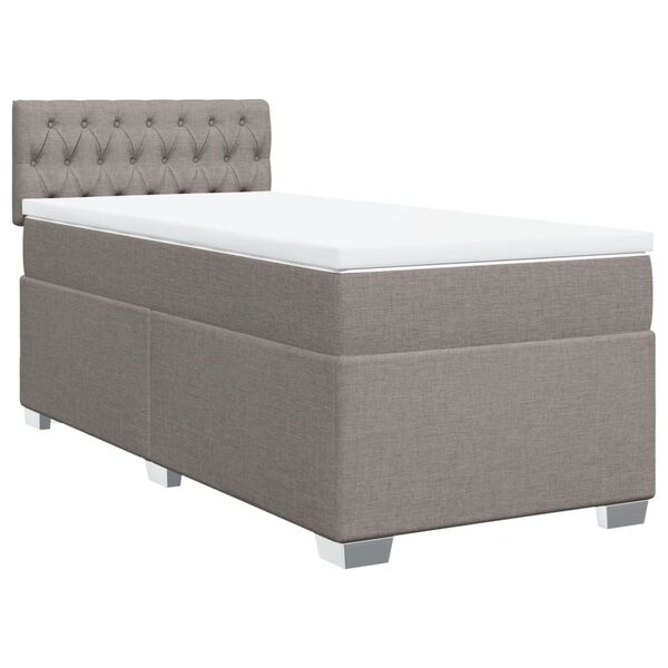 vidaXL Cama box spring con colch&oacute;n tela gris taupe 100x200 cm