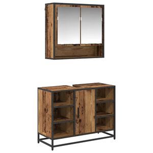 vidaXL Juego de muebles de ba&ntilde;o 2 uds. Madera envejecida