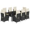 vidaXL Set de comedor de jard&iacute;n 9 pzas y cojines rat&aacute;n sint&eacute;tico negro