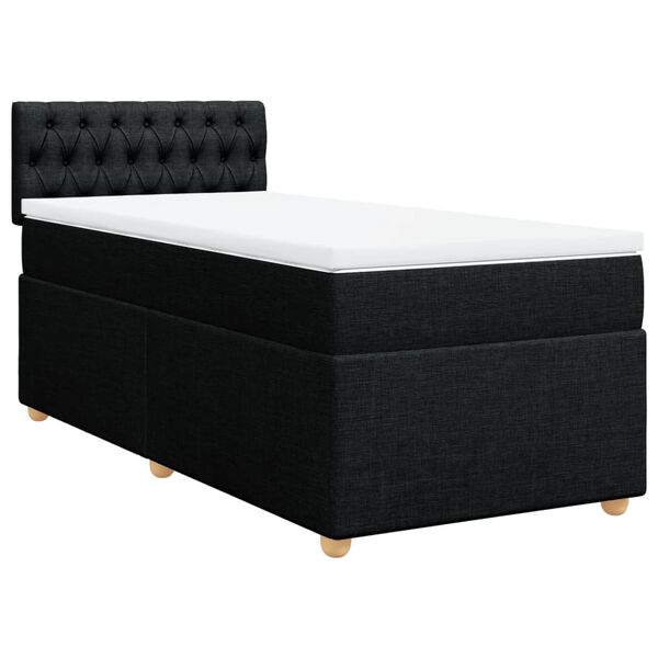 vidaXL Cama box spring con colch&oacute;n tela negro 100x200 cm