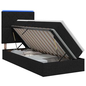 vidaXL Cama de almacenamiento LED con colch&oacute;n Negro 100 x 200 cm Tela