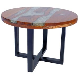 vidaXL Mesa de centro de resina de teca 60 cm