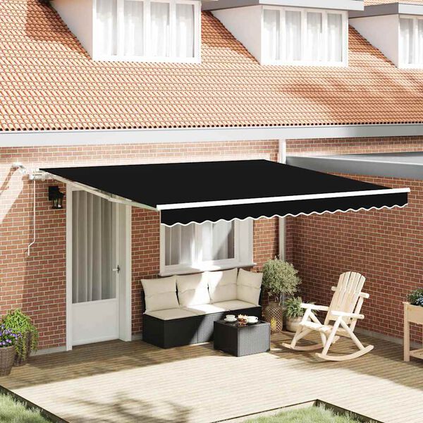 vidaXL Toldo Retr&aacute;ctil Negro 400 x 300 cm Poli&eacute;ster y metal