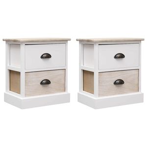 vidaXL Mesitas noche 2 uds madera Paulownia blanco natural 38x28x45cm
