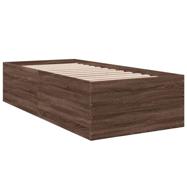 vidaXL Estructura de cama madera de ingenier&iacute;a marr&oacute;n roble 100x200 cm