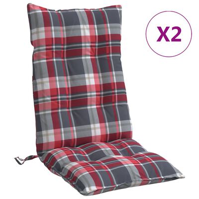 vidaXL Cojines para silla respaldo alto 2 uds tela Oxford cuadros rojo