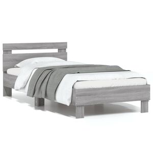 vidaXL Cama con cabecero madera de ingenier&iacute;a gris Sonoma 75x190 cm