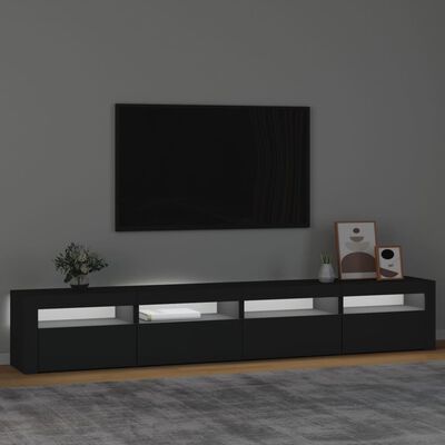 vidaXL Mueble de TV con luces LED Negro 240x35x40 cm